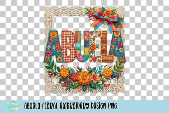 Abuela Floral Embroidery Design PNG