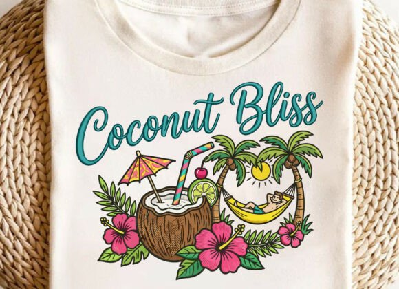 Coconut Bliss Embroidery SVG Design PNG Review