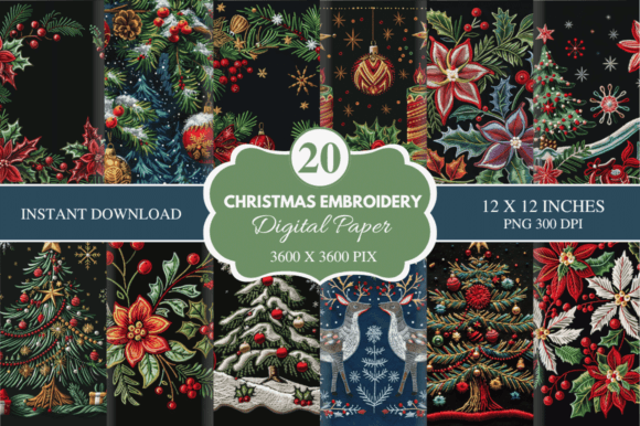 Reviewing Christmas Embroidery Digital Paper Bundl