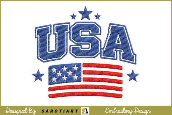 USA with American Flag Embroidery Design Review
